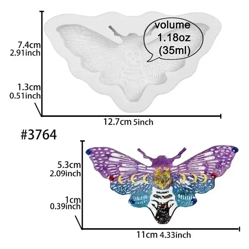 Handmade Creative Shape Moth Keychain Epoxy Resin Mold Necklace