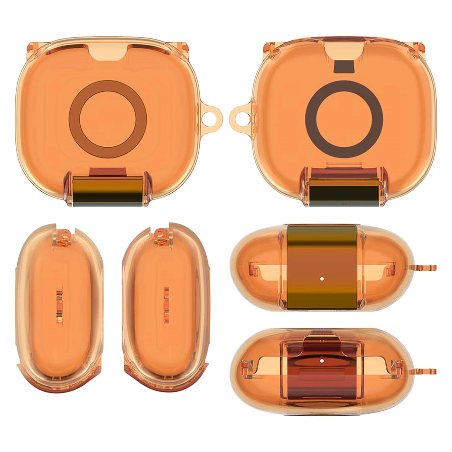 for Powerbeats Accessories TPU Earphone Case with Safety Lock and Carabiner Clear Cover Case Anti Drop Earbuds Accessories Peaceful Pleasures Health and Wellness Transparent Orange