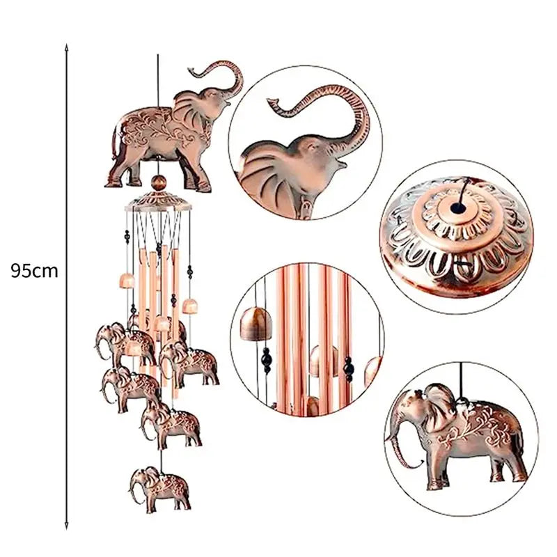 A36T-1 PCS Elephant Chimes For Elephant Windchimes Decoration Garden Decor Iron 4 Aluminum Tube Windchime With S Hook Memorial W Peaceful Pleasures Health and Wellness