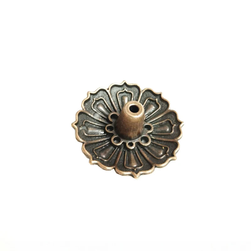 Alloy Lotus Incense Burner Stick Holder Home Buddhism Line Incense Plate Sandalwood Coil Base Temples Delicate Home Decor Peaceful Pleasures Health and Wellness bronze