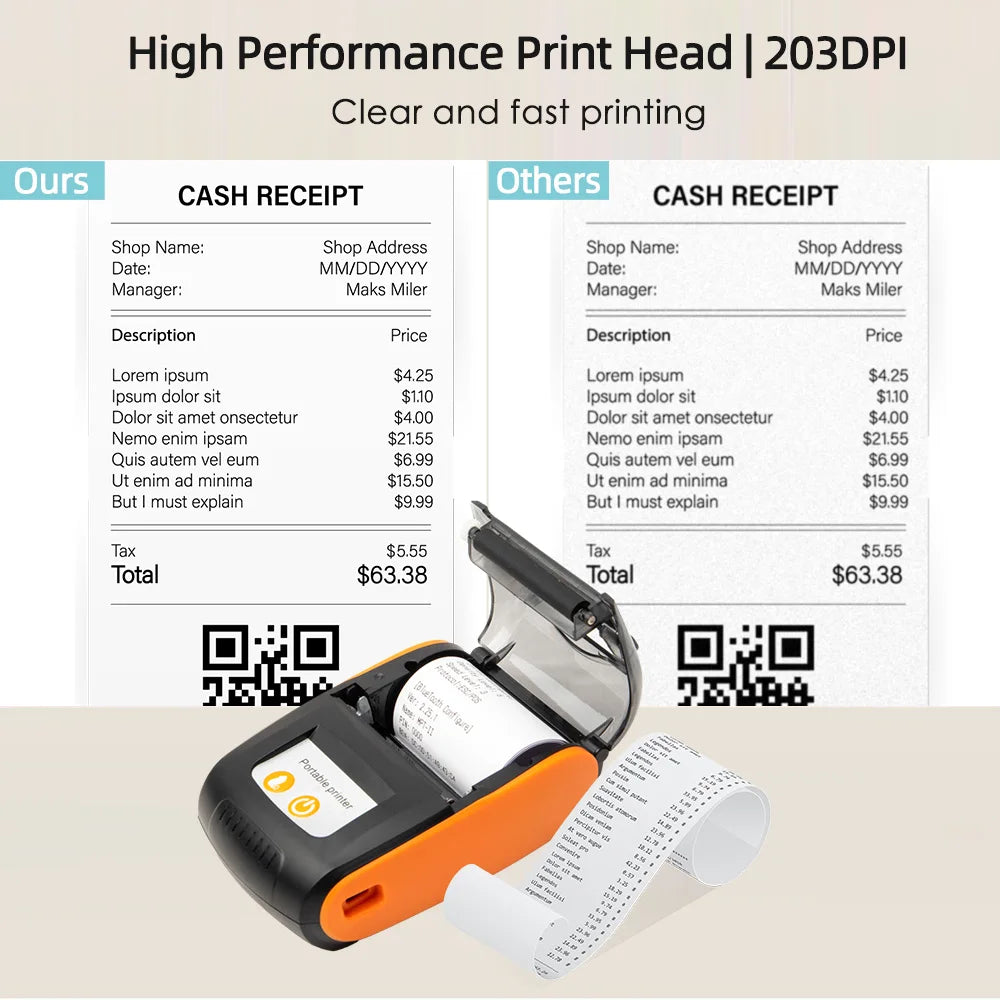 58mm Bluetooth Thermal Receipt Printer | USB, iOS, Android & Windows