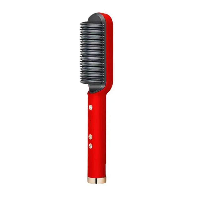 Salon-Worthy Electric Hot Comb Hair Styling Tool Negative Ion Anti-Scald 2-In-1 Straightens Curls Portable For Hair Straightener Peaceful Pleasures Health and Wellness Red AU