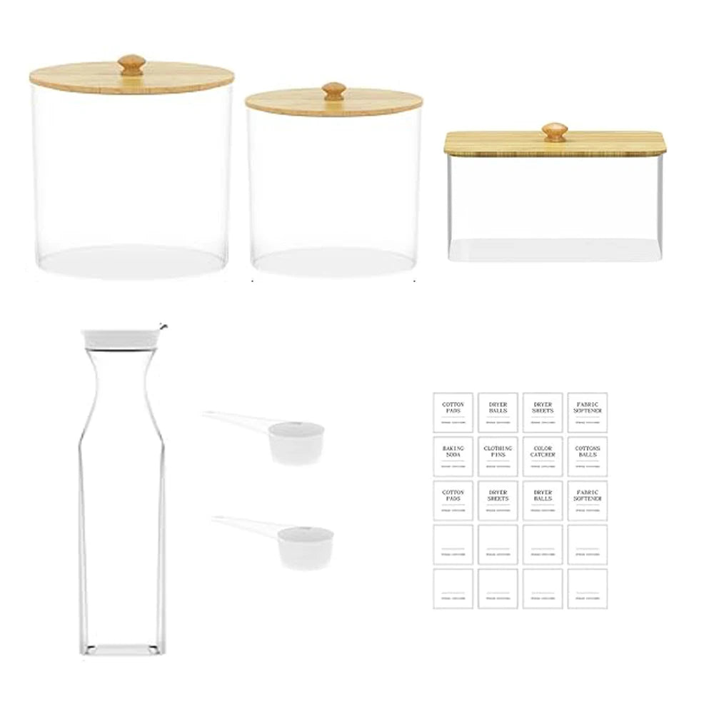 4 Pack Laundry Pods Containers & Dryer Sheet Holder & Laundry Detergent Dispenser, Laundry Room Organization and Storage Jars