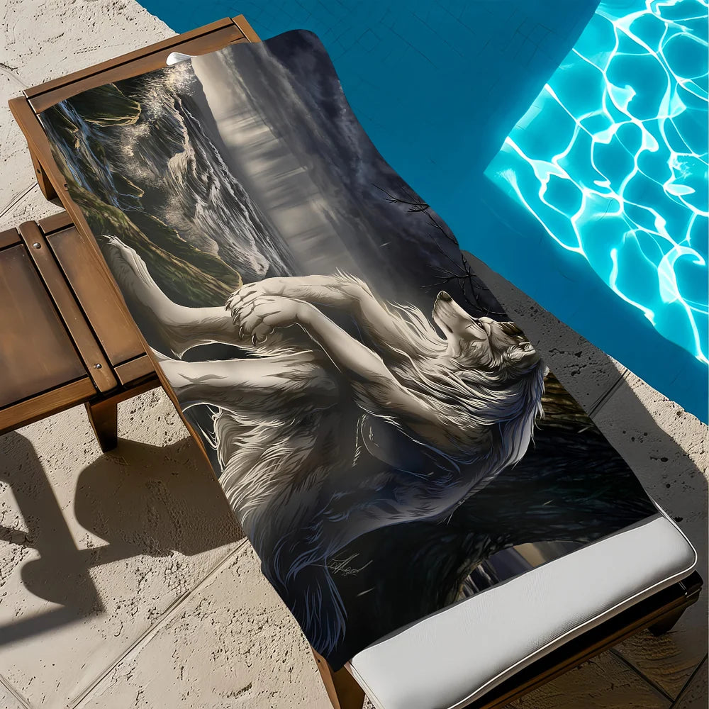 Wolfman Quick-Dry Beach Towel | Soft, Lightweight & Absorbent Quick-Dry Beach Towel Peaceful Pleasures Health and Wellness z5 STJ150x180CM