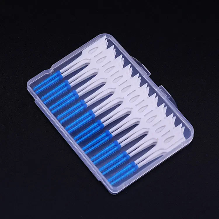 40pcs/box Interdental brush Orthodontic brush Cleaning Teeth Gaps Oral Care Soft silicone head Interdental brush Good for gums Peaceful Pleasures Health and Wellness Blue