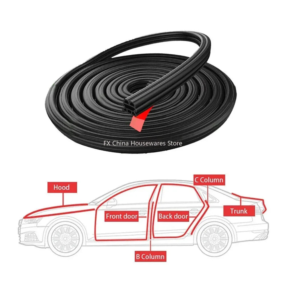 3-Layer Seal Strip Car Door Seal Strips Sound Insulation Weatherstrip Accessories Auto 5M Rubber Strips Peaceful Pleasures Health and Wellness