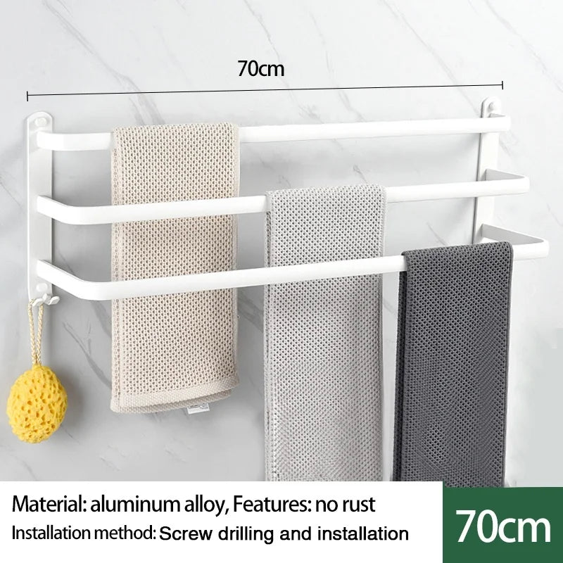 Wall-Mounted Aluminum Towel Rack | 1, 2 & 3 Bar Options
