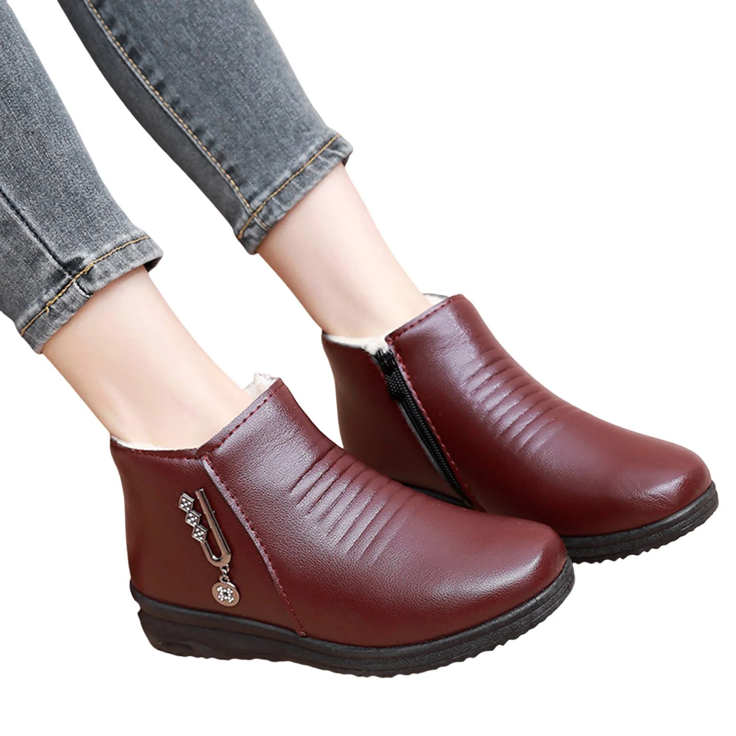 Women's Waterproof Fleece-Lined Winter Ankle Booties | Warm Boots