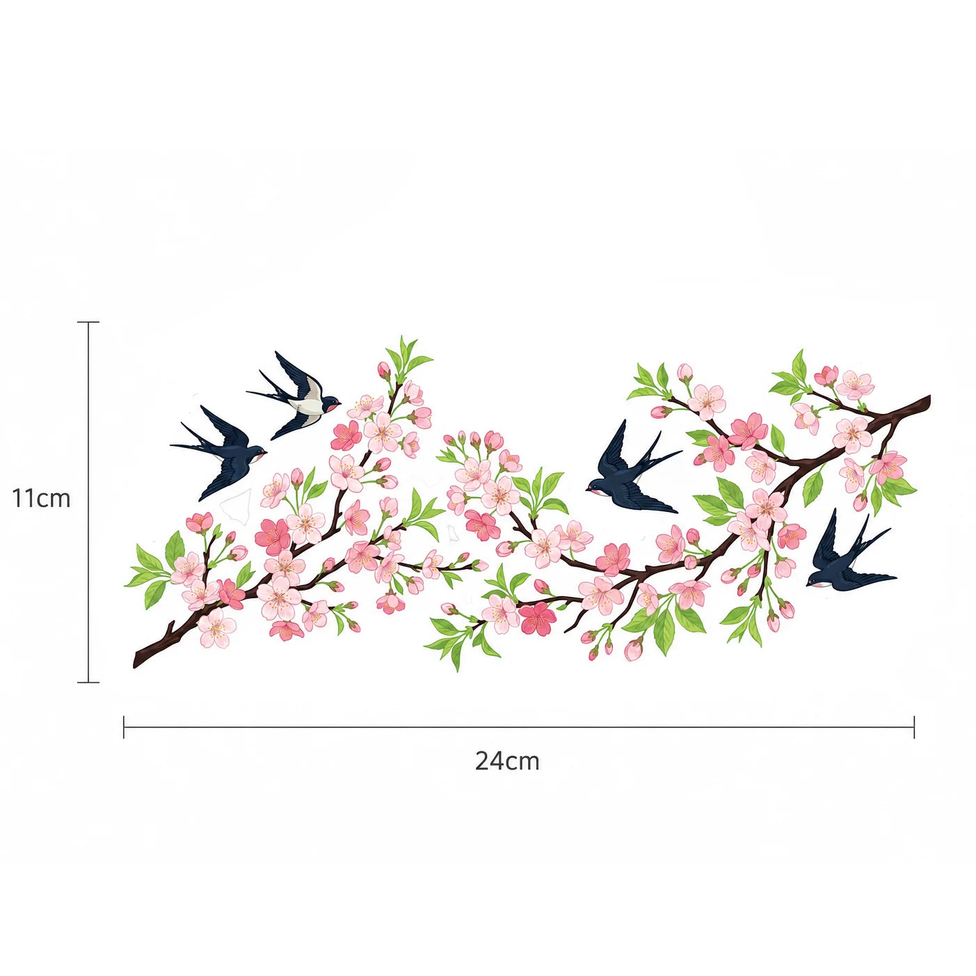 Cherry Blossom Bird UV Transfer Sticker | Floral Rub-On Decal