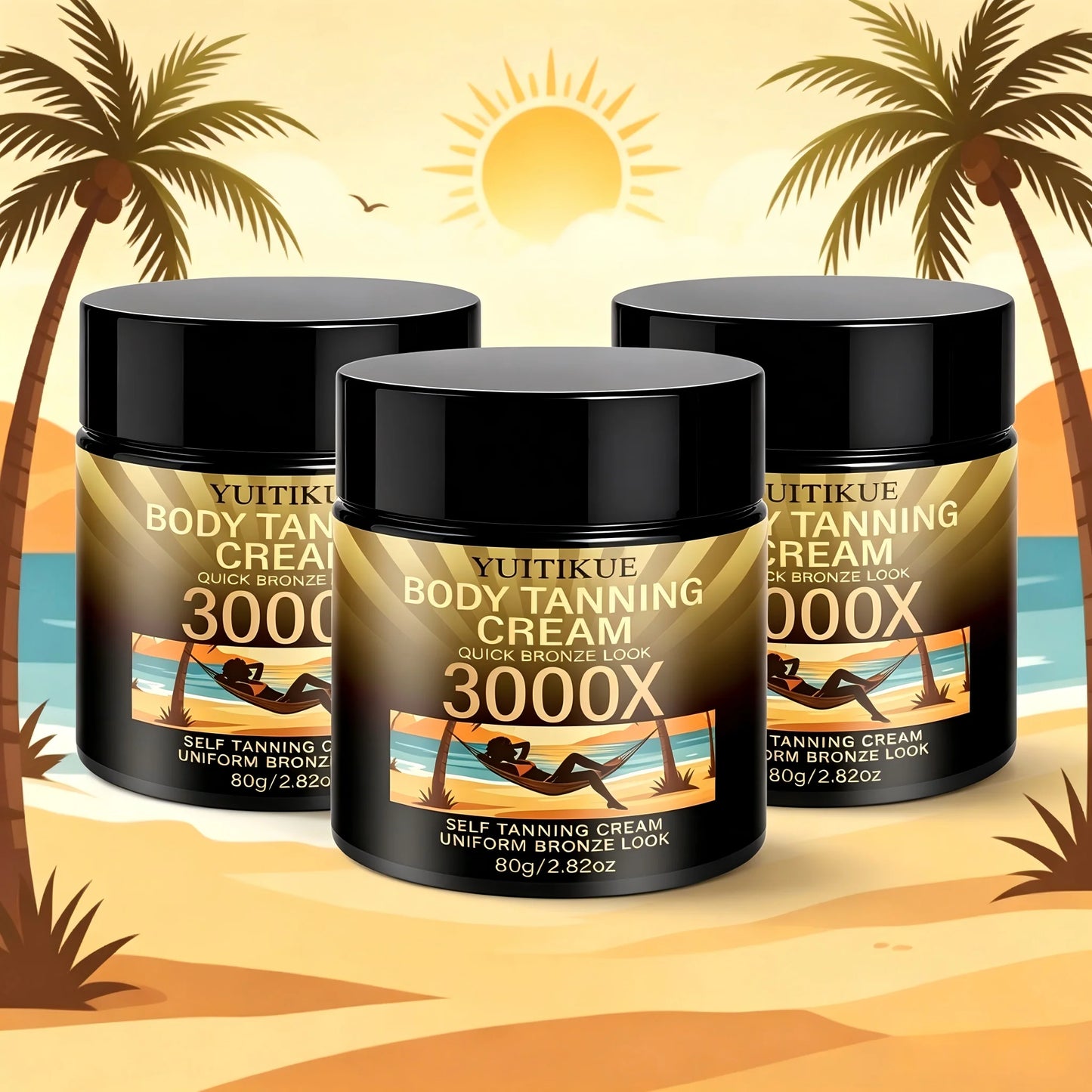 YUITIKUE 3000X Body Tanning Cream 80g for Quick, Uniform Bronze Sunless Tanning Look Peaceful Pleasures Health and Wellness 3pc