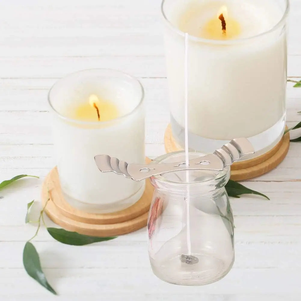 50 Pre-Waxed Candle Wicks with Metal Tabs & Wick Holders