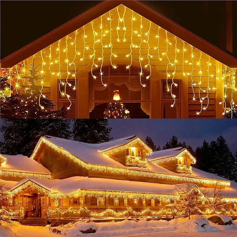 4M LED Icicle Curtain Lights | 8 Modes | Christmas & Garden