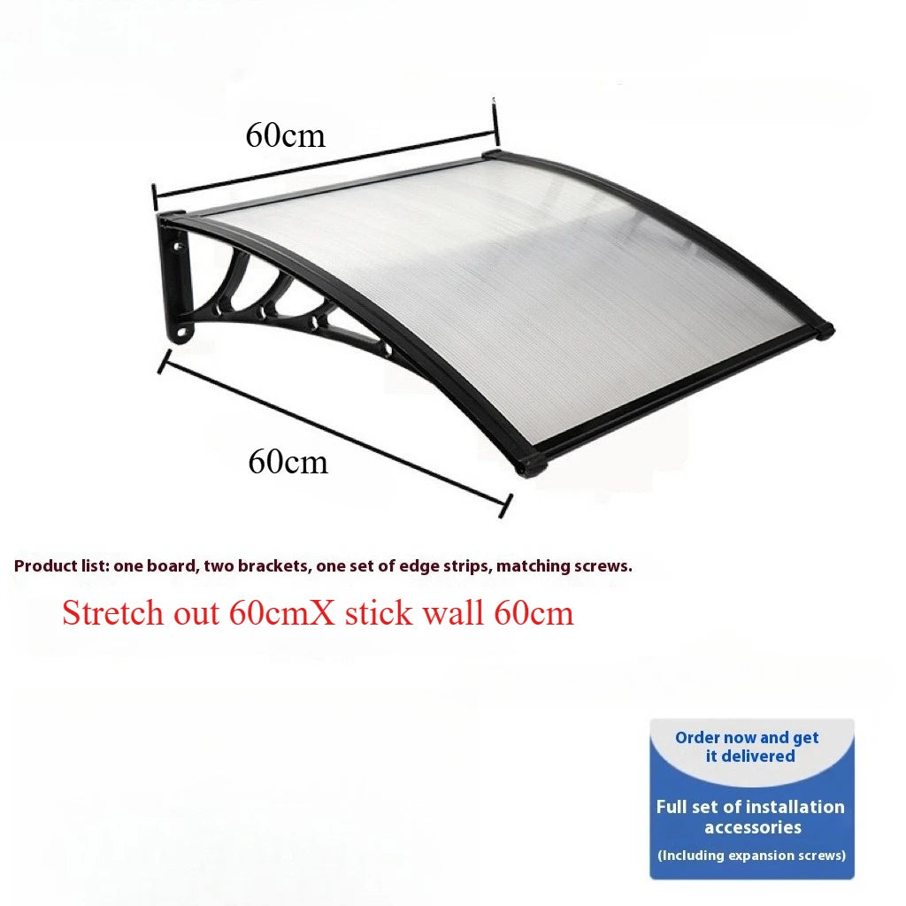 Window Awning Door Canopy 60x60 80x80 60x100 Window Awning Overhead Modern Polycarbonate Cover Outdoor Front Porch Patio Canopy Peaceful Pleasures Health and Wellness Transparent 60 60