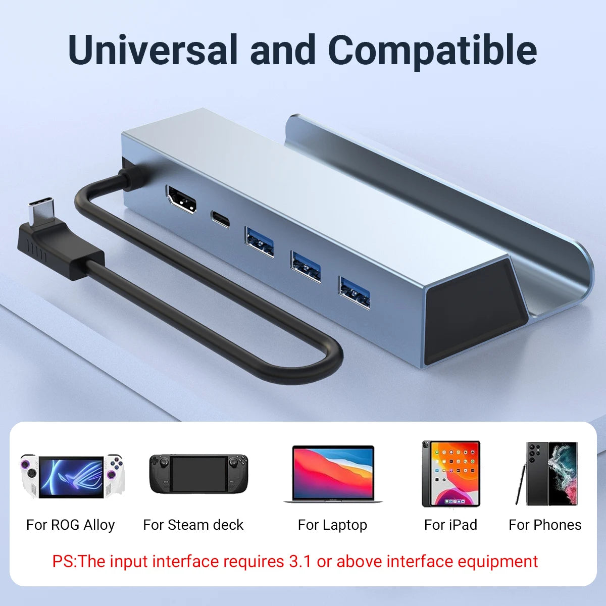 5-in-1 USB-C Dock | 4K 60Hz HDMI, PD 100W for Steam Deck