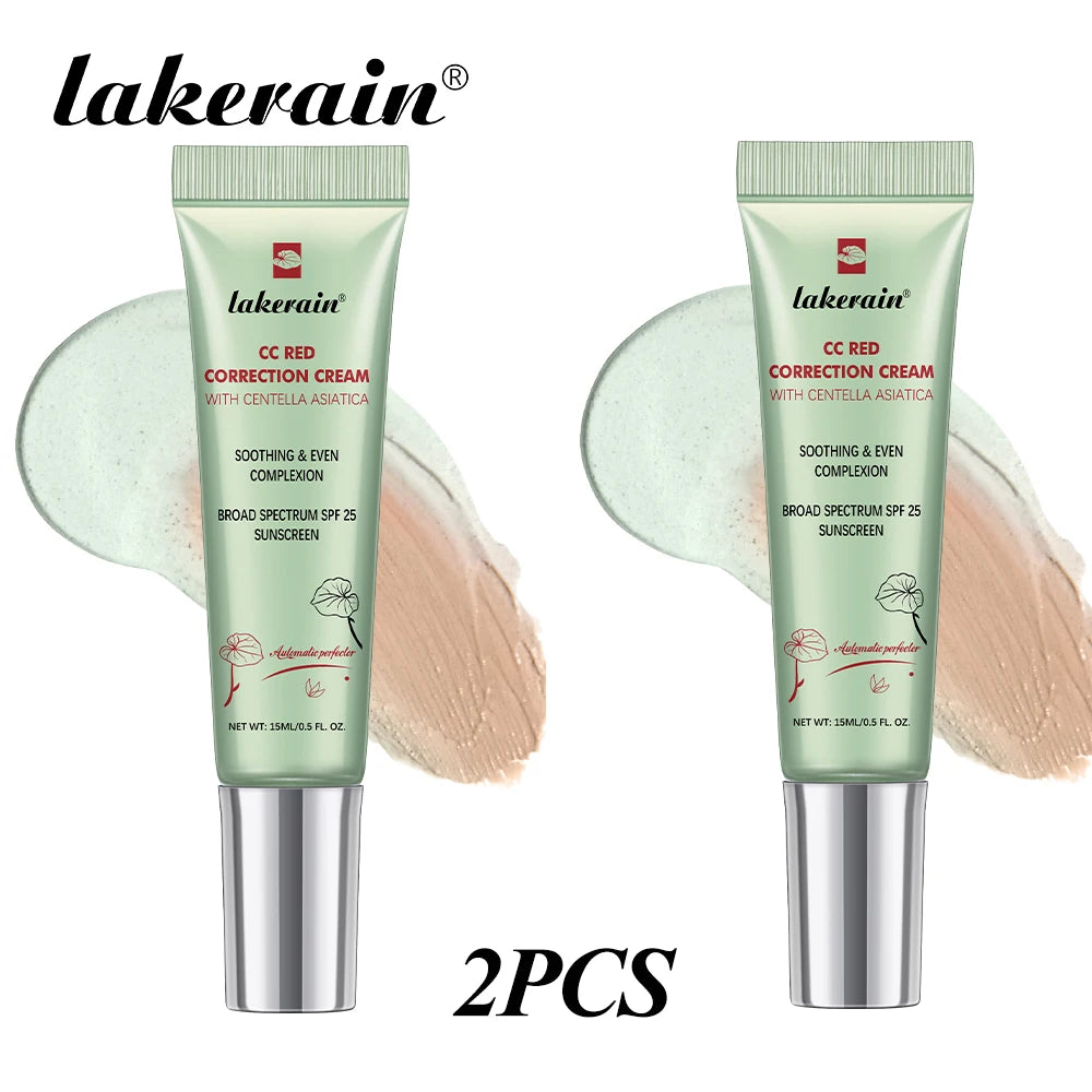 3Colors CC Cream Liquid-Based Full Coverage Cream Waterproof Long-Lasting Correct Redness Foundation erborian Korean Cosmetics Peaceful Pleasures Health and Wellness Green X2