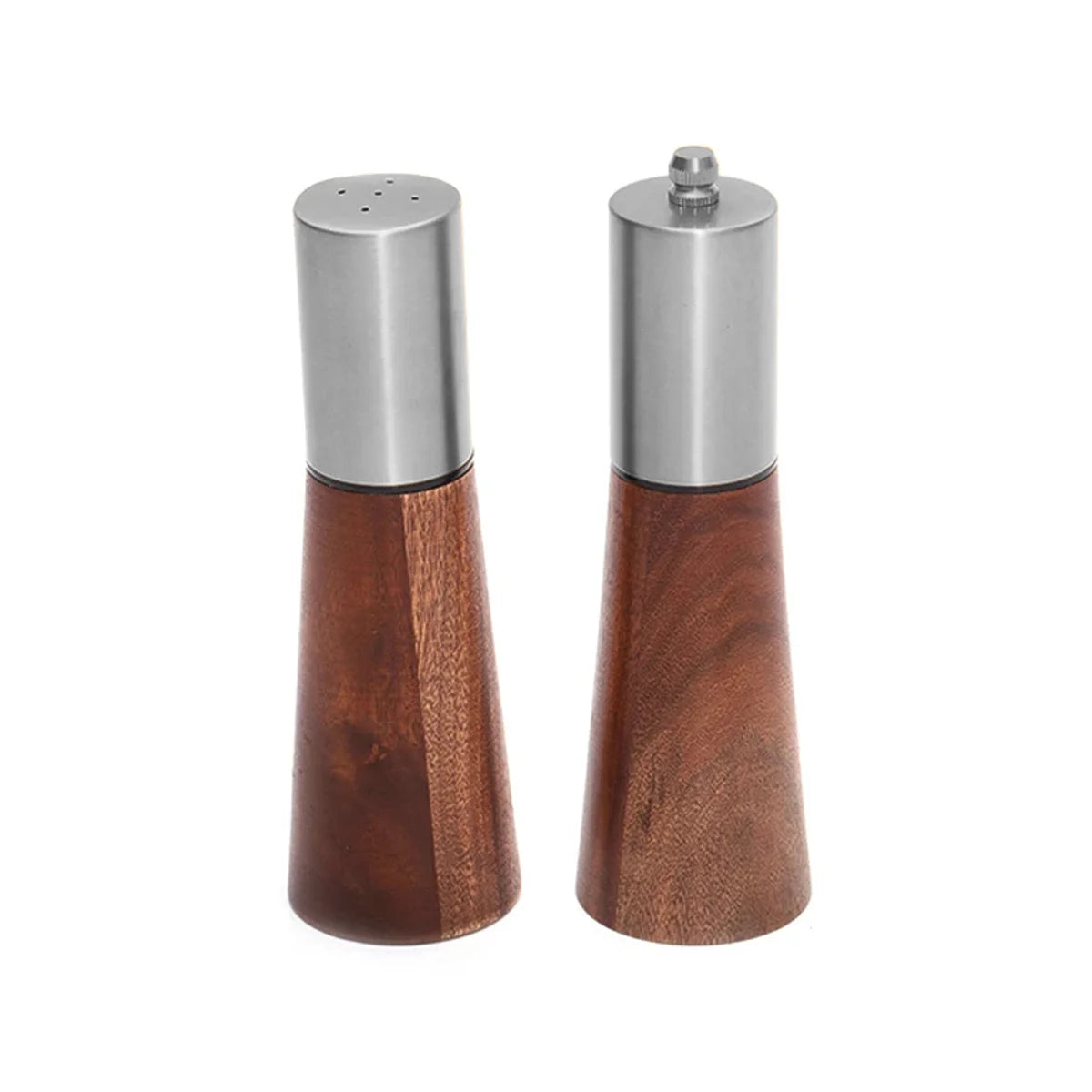 2PCS Salt Shaker Set & Durable Wooden Pepper Grinder with Hand Fill Salt Shaker, Pepper Grinder with Ceramic Grinding Core Peaceful Pleasures Health and Wellness Silver