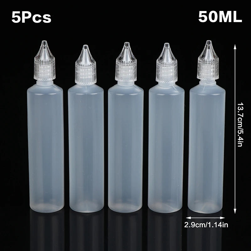 5-Pack Refillable Dropper Bottles 10–50ml | Pen Tip Design