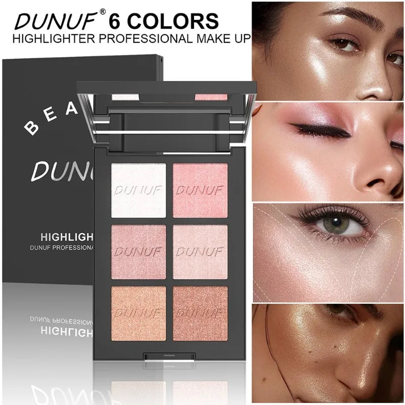 6-Color Highlight & Contour Powder Palette | Bronzer Blush