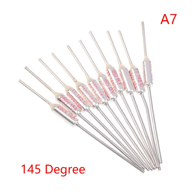 10Pcs TF Thermal Fuse RY 15A 250VTemperature 121C 125C 128C 130C 135C 140C 145C 150C 155C 160C 165C 167C 175C 180C 185C 192C Peaceful Pleasures Health and Wellness 145 Degree