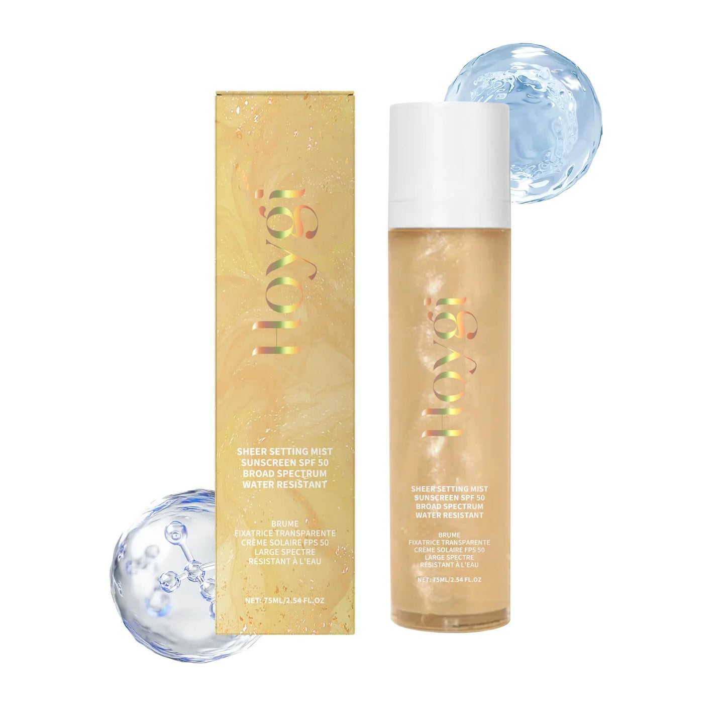Spf 50+ Setting Sprays for Makeup Waterproof Lasting Oil Control Natural Refreshing Anti UV Sunscreen Finishing Mist Cosmetics Peaceful Pleasures Health and Wellness 75ml boxed