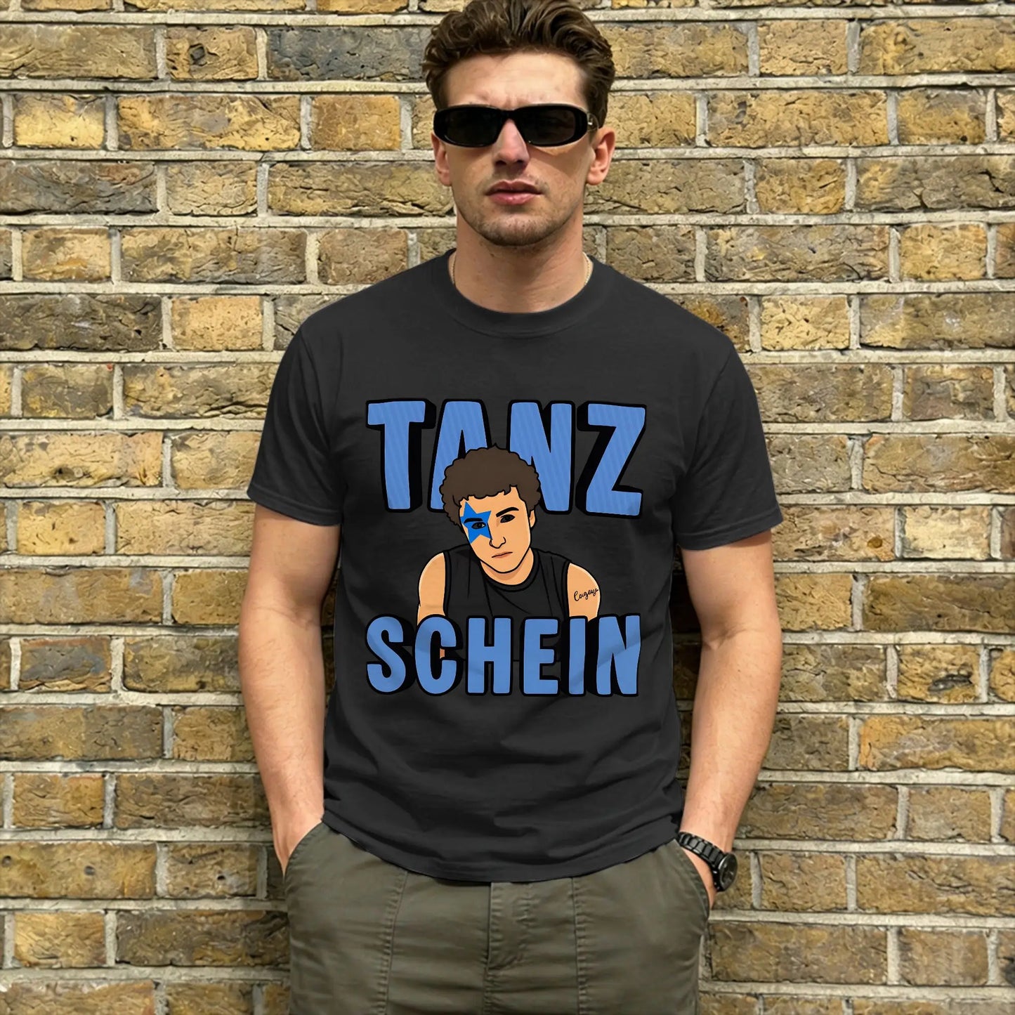 TANZSCHEIN Cosmó Men T Shirts Eurovisions 2026 Awesome Tee Shirt Short Sleeve Round Neck T-Shirt Pure Cotton Summer Clothes Peaceful Pleasures Health and Wellness black M