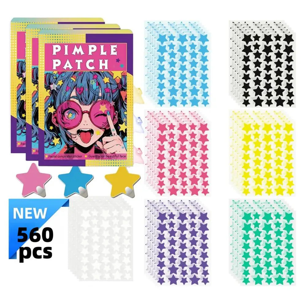 Colorful Star Pimple Patches – 560 Pcs Cute Acne Blemish Cover Stickers | CPNP Certified Invisible Zit Patch Peaceful Pleasures Health and Wellness C