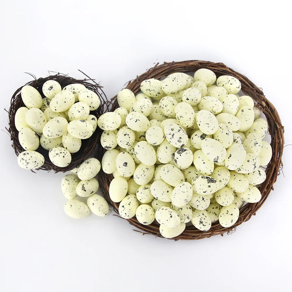 100Pcs Easter Eggs, You Can Make Your Own Mottled Foam Eggs and Egg Wreaths To Decorate The Easter Party 2025 Home Accessories Peaceful Pleasures Health and Wellness 1.8cm beige