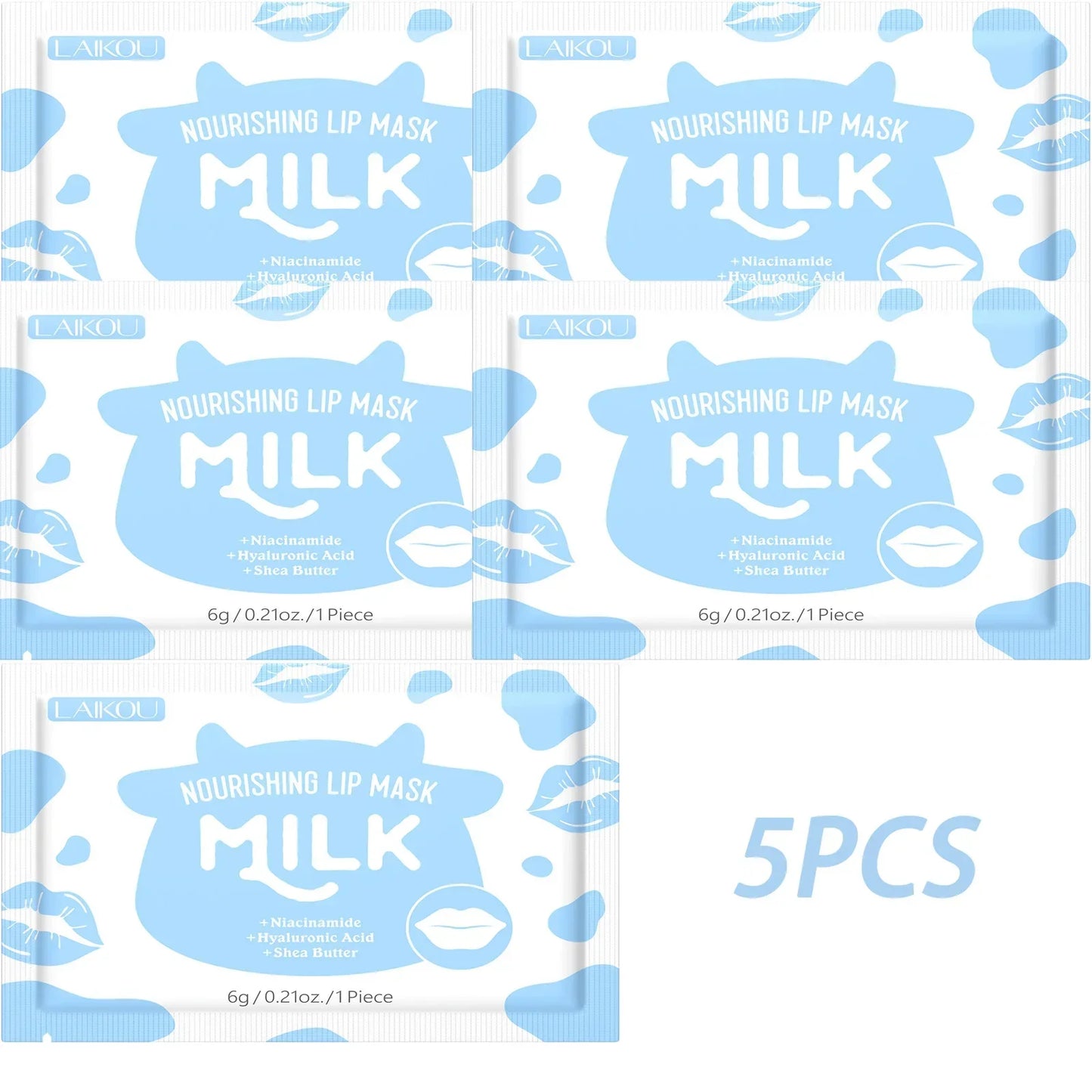 LAIKOU Lip Mask Gel Patches – Moisturizing, Hydrating & Lip Line Repair Peaceful Pleasures Health and Wellness Milk Lip Mask 5PCS