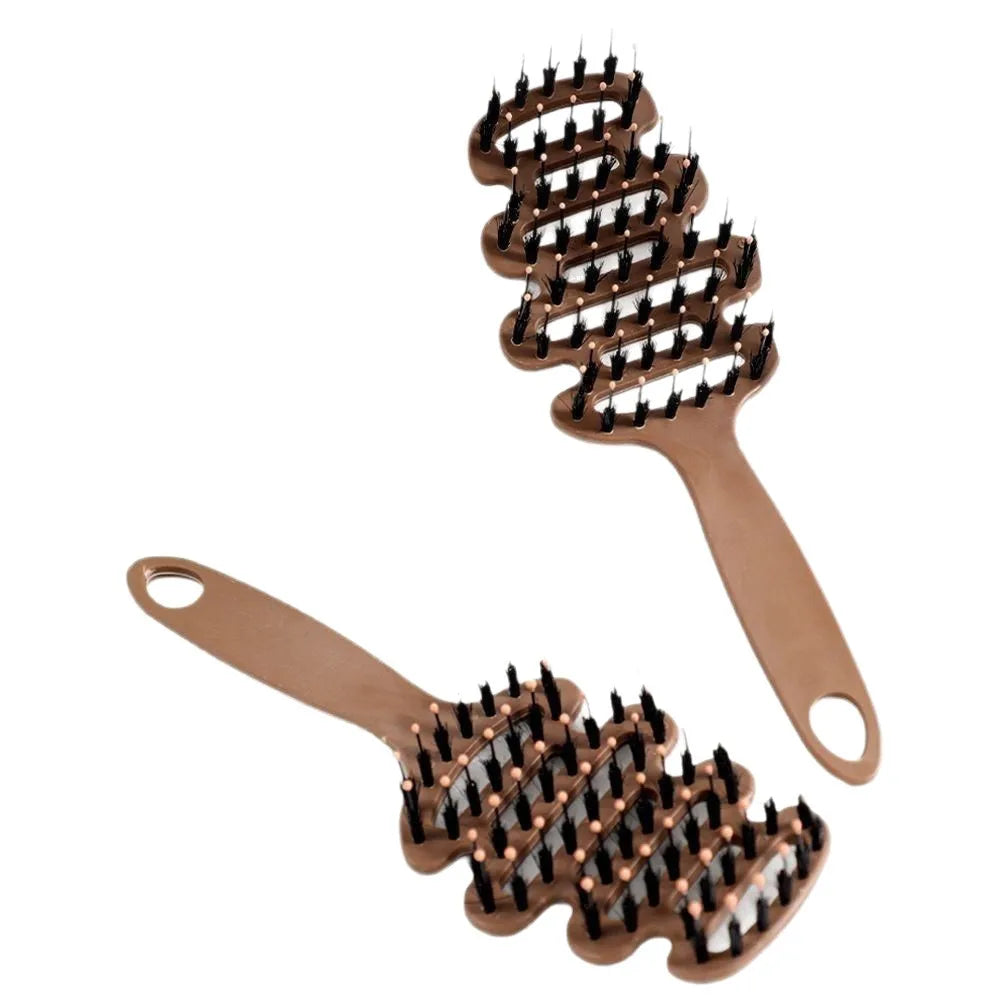 Natural Boar Bristle Hair Comb Hollow Scalp Massage Detangler Brush Anti-frizz Styling Hairbrush for Curly Hair Peaceful Pleasures Health and Wellness