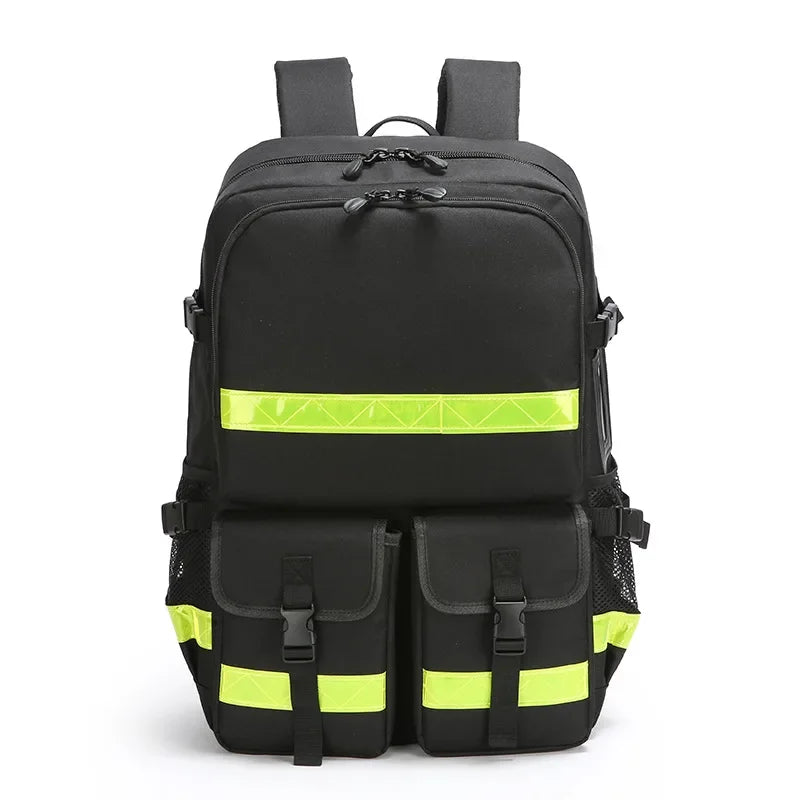 Large Capacity Waterproof First Aid Kit Forest Firefighting Backpack Flood Prevention and Rescue Kit Emergency Equipment Kit Peaceful Pleasures Health and Wellness black