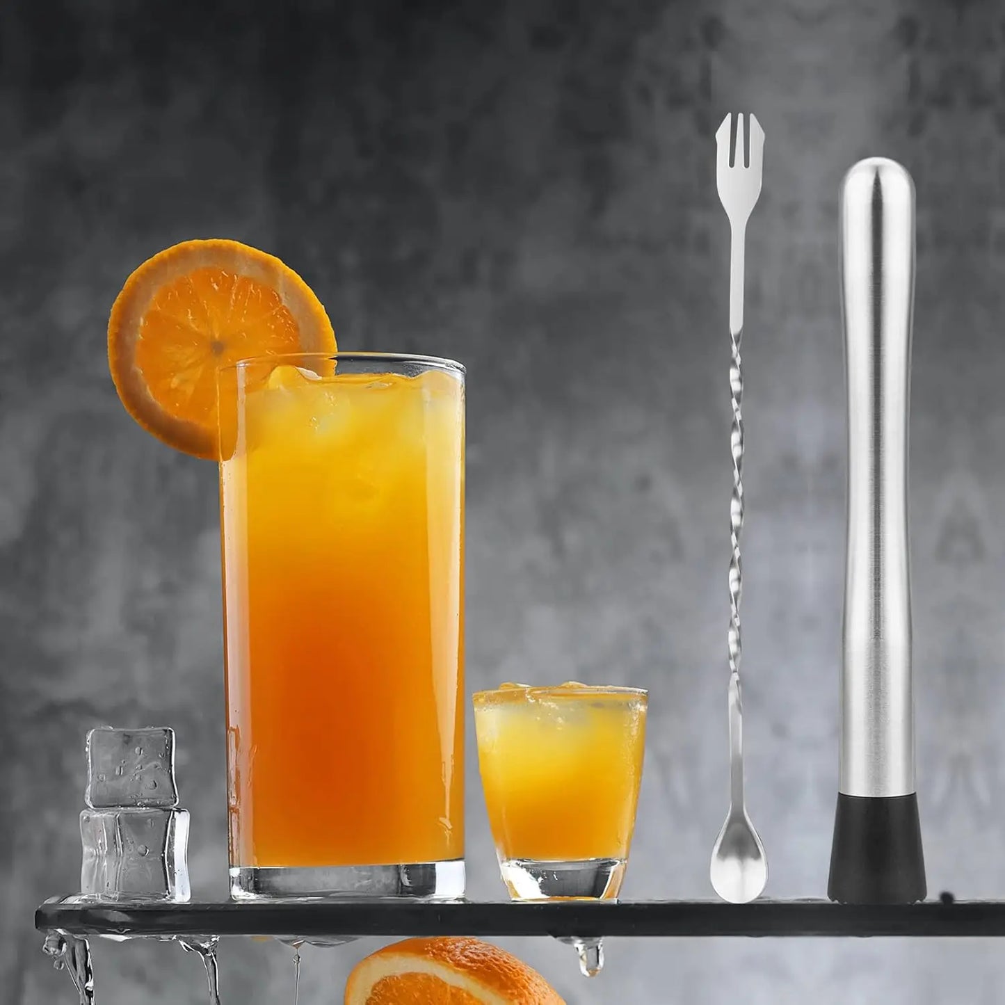 Cocktail Shaker Set with Muddler, Ice Breaker & Bar Spoon