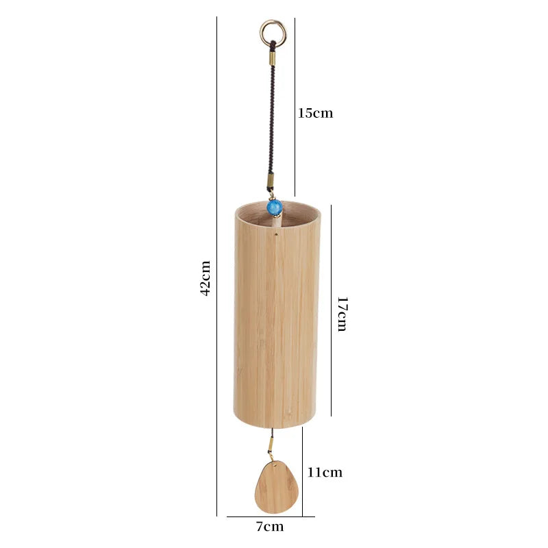 Antique Bamboo Wind Chime Hand Cranked Tube Chord Courtyard Outdoor