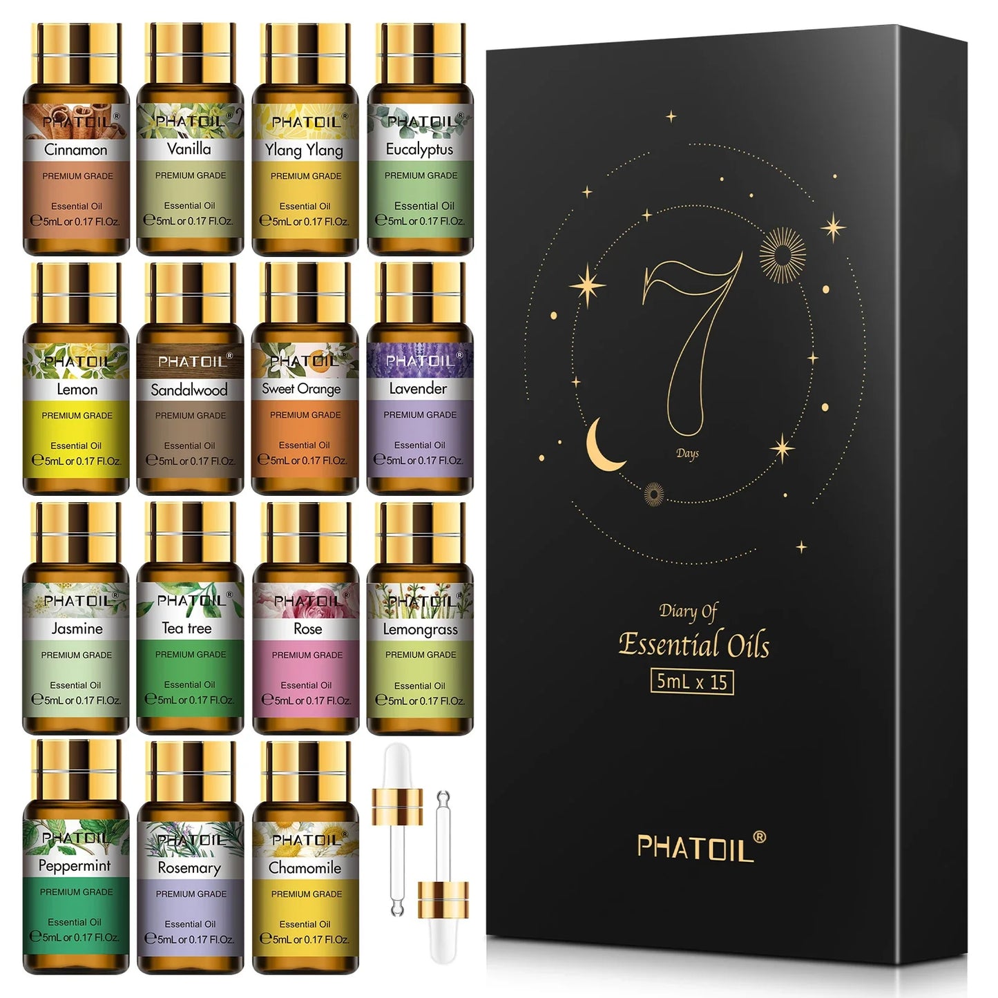 PHATOIL 15-Piece Pure Essential Oils Set – Aromatherapy Gift