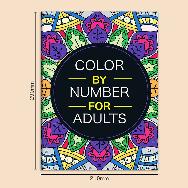 Number Adults Coloring Book 32 Pages Floral Mandala Design Stress