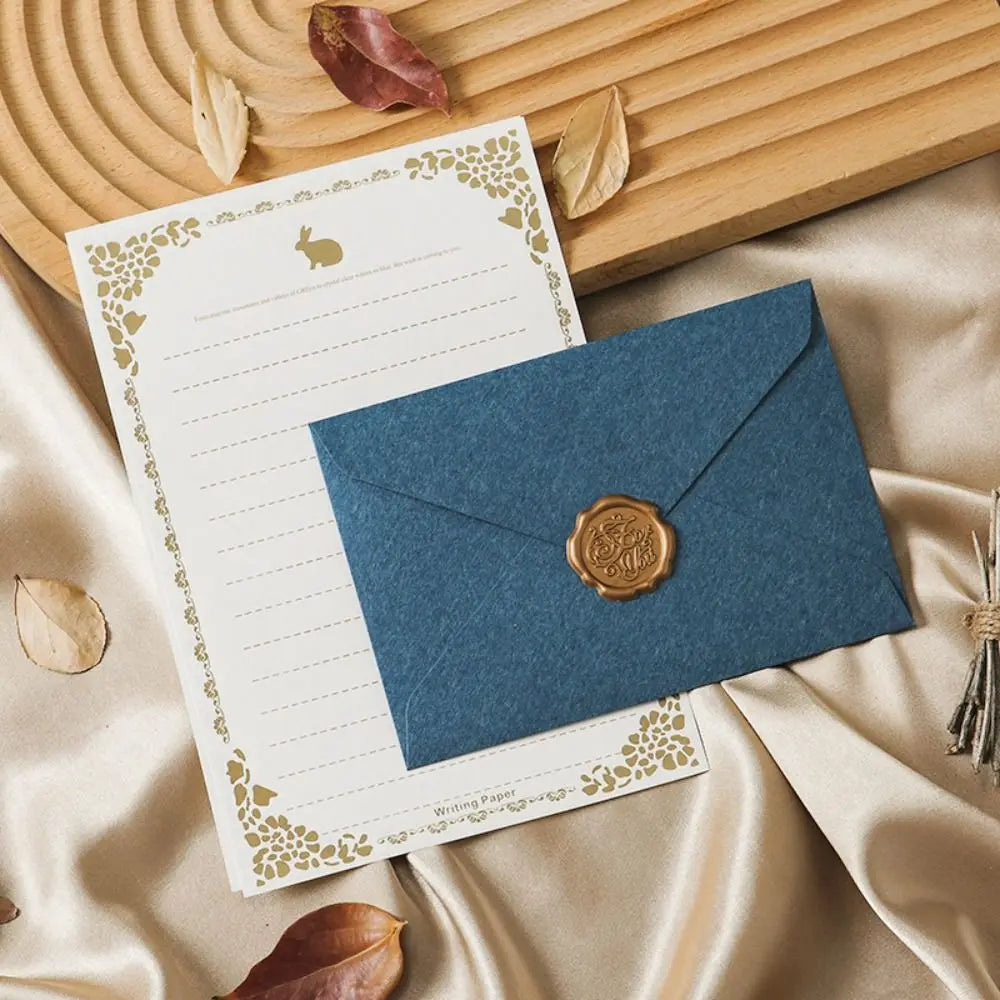 10pcs Vintage Envelopes Set Sheepskin Envelope Bronzed Seal Blessing Thank Envelope Invitation Card Nostalgia Art Peaceful Pleasures Health and Wellness Style 2