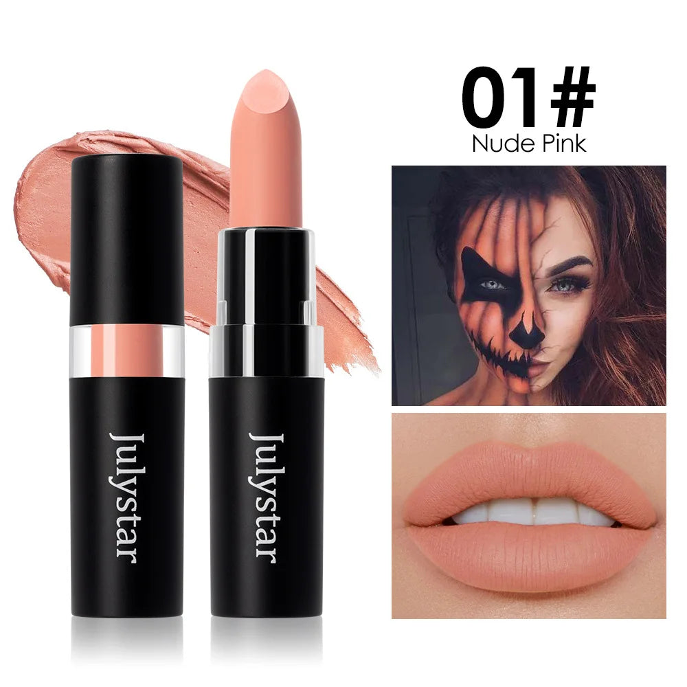 12-Color Waterproof Matte Lipstick – Bold Halloween Lip Color