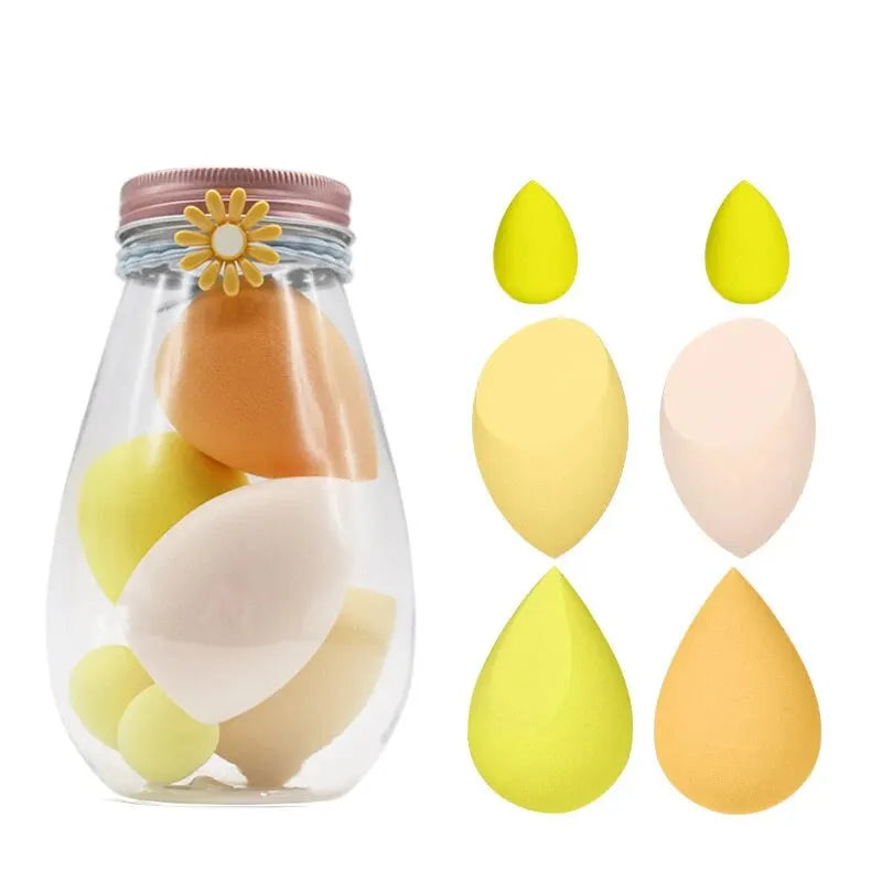 Makeup Egg Dry Wet Dual Use Water Droplets Diagonal Cut Makeup Egg Independent Packaging No Powder Makeup Egg Powder Puff Peaceful Pleasures Health and Wellness YELLOW