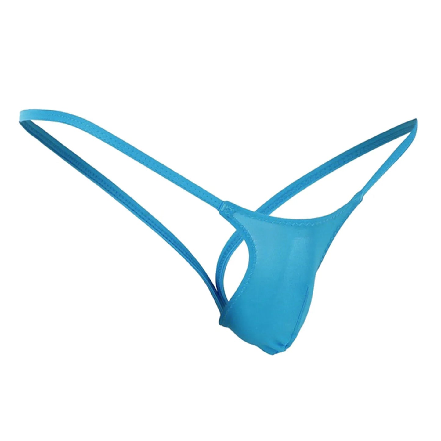 Sexy Men's Thongs Solid Color Sling Low-Rise T Shorts Thong Bulge Pouch Underwear Pump Man Soft Briefs G-string Panties Peaceful Pleasures Health and Wellness Blue L