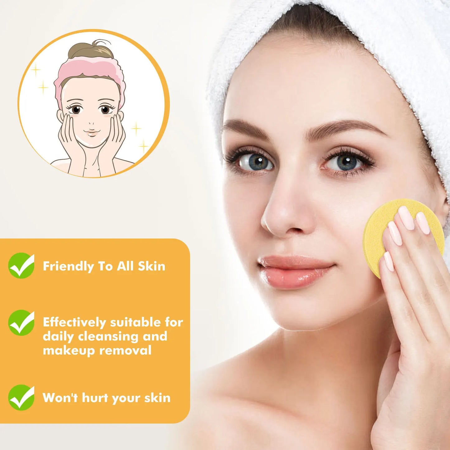 100/50 Pcs Round Facial Sponges Compressed Makeup Remover Pads for Facial Cleansing Exfoliating Wash Facial Puff Sponge Travel Peaceful Pleasures Health and Wellness