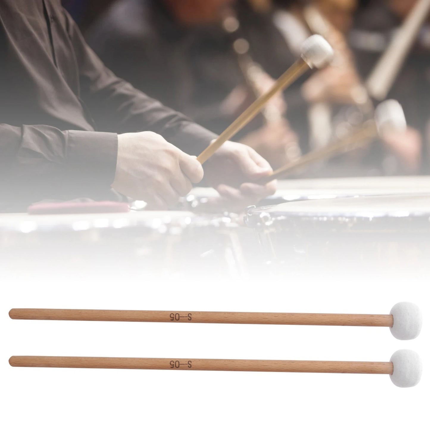 Drum Mallet Hammer White Felt Timpani Snare Musical Instrument