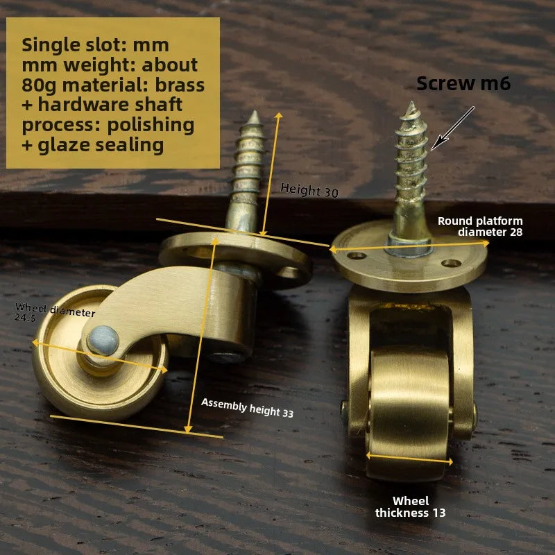 Brass Furniture Caster | Universal Piano & Sofa Wheel Roller