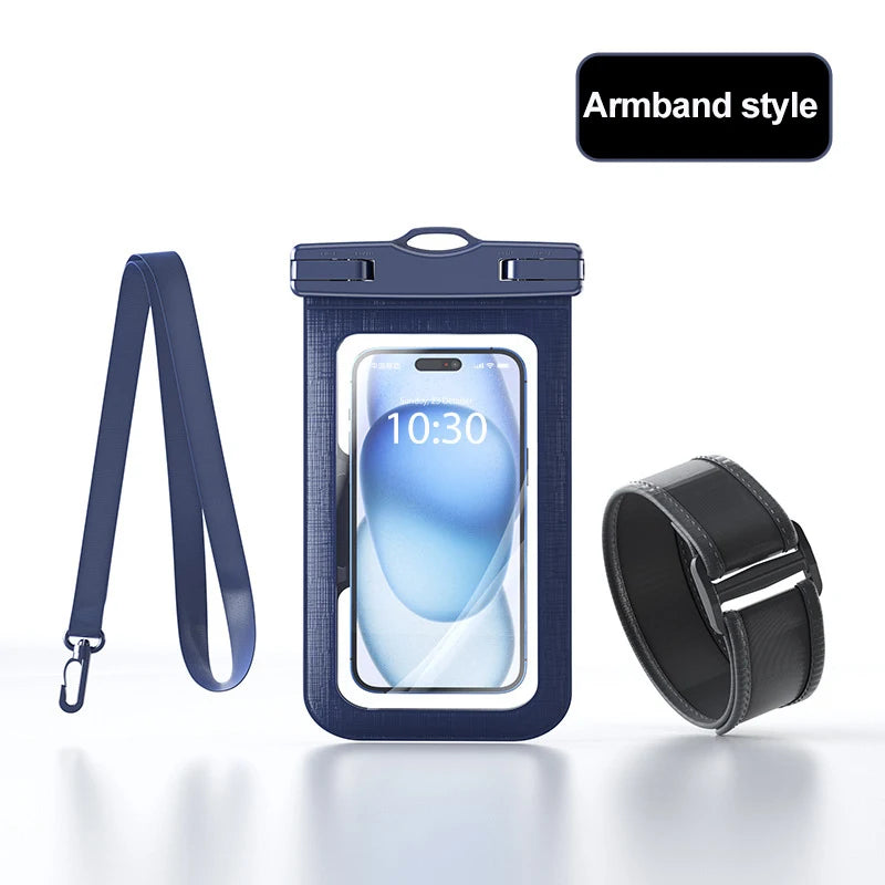waterproof phone pouch for swimming bag phone case under water IPX8 waterproof bag diving phone case waterproof phone pack Peaceful Pleasures Health and Wellness Dark blue