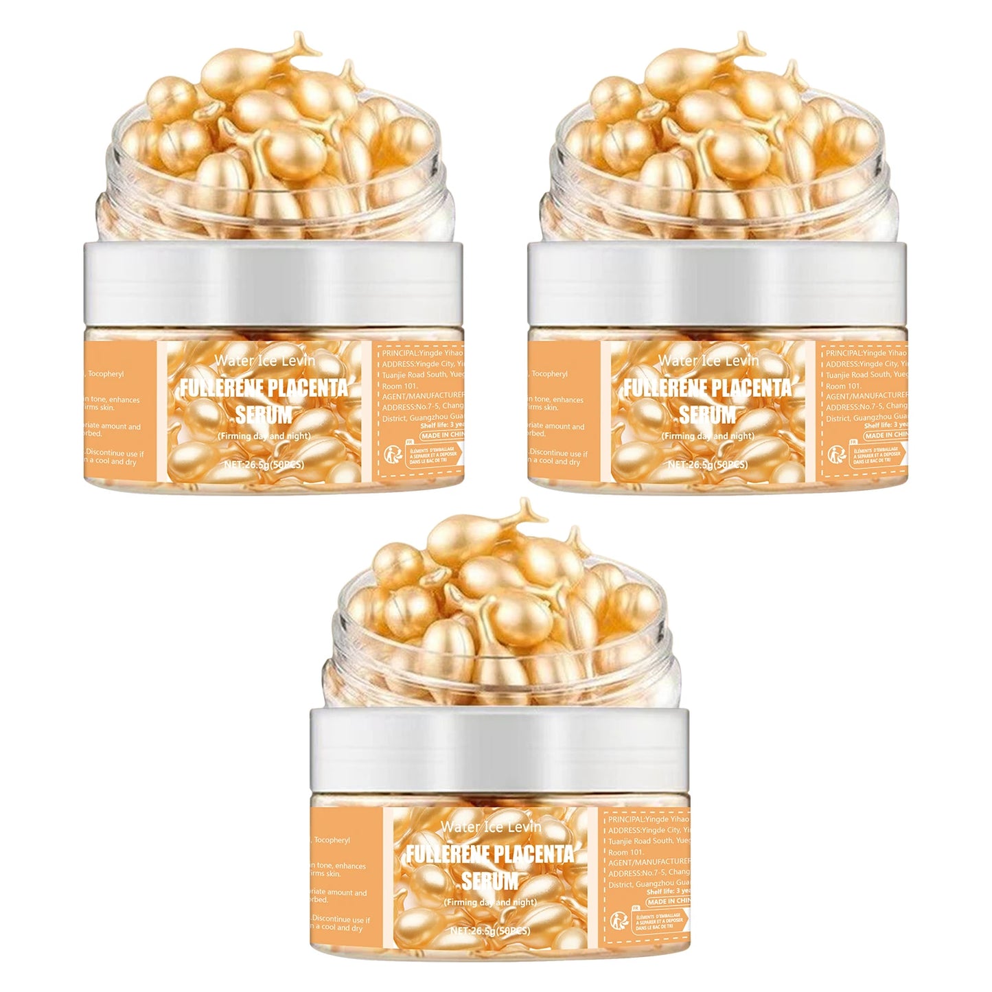 Fullerene Collagen Essence Capsules | Hyaluronic Acid Face Serum 50ct