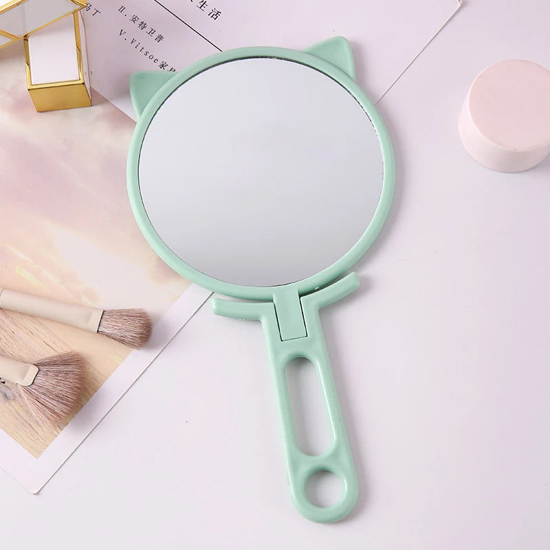 Cat Ears Foldable HD Makeup Mirror – Portable Handheld & Desktop