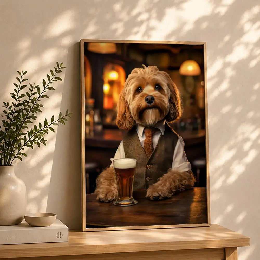 Art D-Dogs Cats at the PubS Poster HD Self Adhesive Waterproof Wall Art Ideal for Home Office Dorm Bedroom Great Gift Peaceful Pleasures Health and Wellness White9 30X40cmNoframe