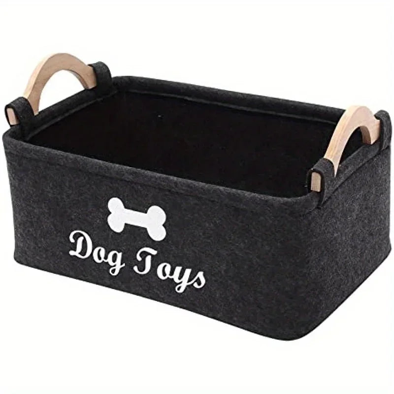 Felt Pet Toy Box – Dog Storage Basket & Chest Organizer