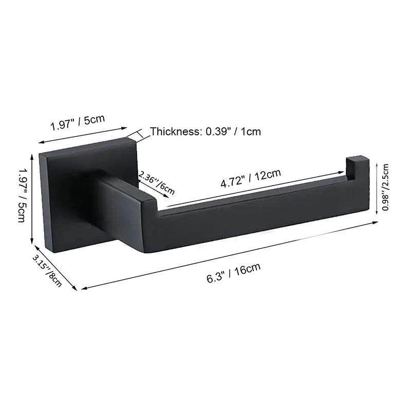 Matte Black Wall-Mounted Toilet Paper Holder – 304 Stainless Steel