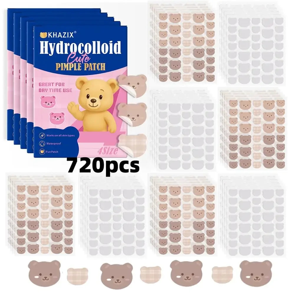 720/1020 Counts Bear Pimple Patches Cute Acne Patches with Hydrocolloid Waterproof For Zits Blemishes Breakouts Facial Skin Care Peaceful Pleasures Health and Wellness blue -720pcs