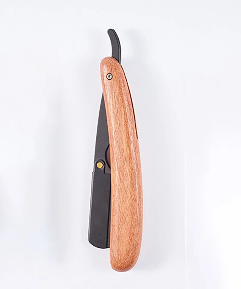 Men's Folding Straight Razor – Stainless Steel & Wood Handle