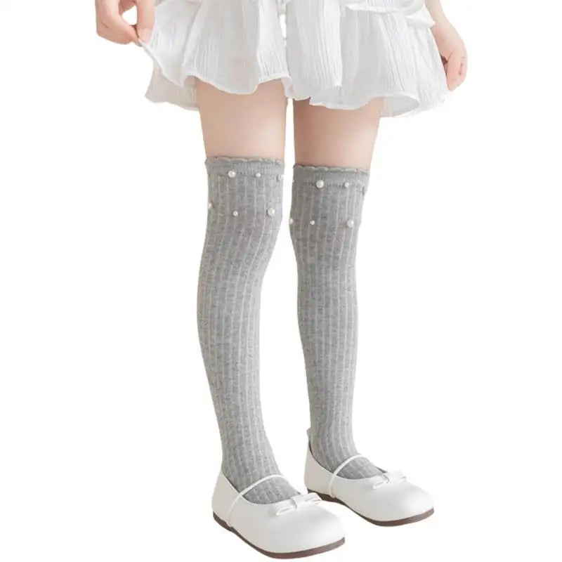 Girls Pearl Over-the-Knee Socks | Soft Breathable Stockings
